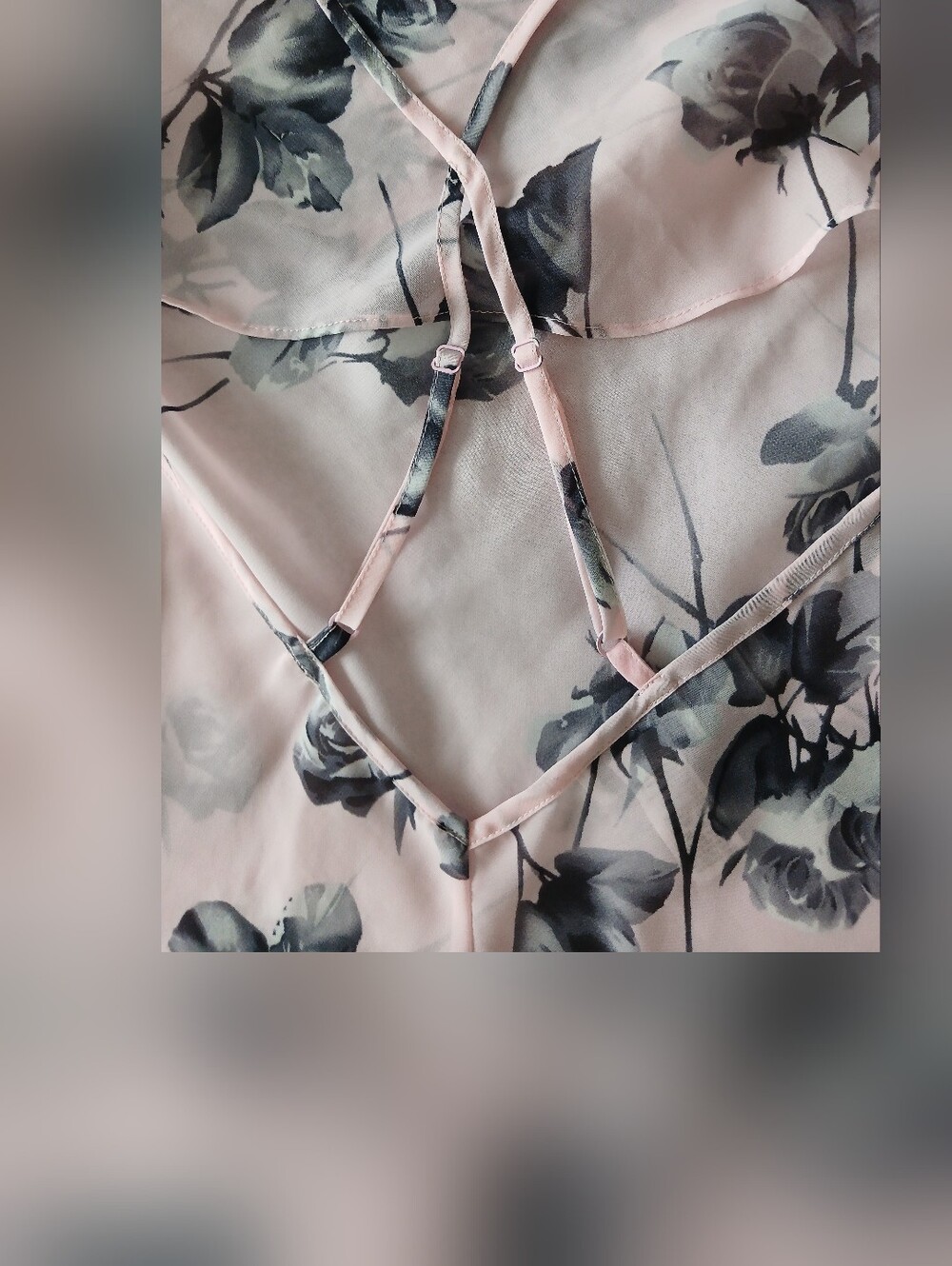 Vintage Y2K La SENZA Pink Floral Slip with Black and Grey Feminine Rose - Picture 8 of 15